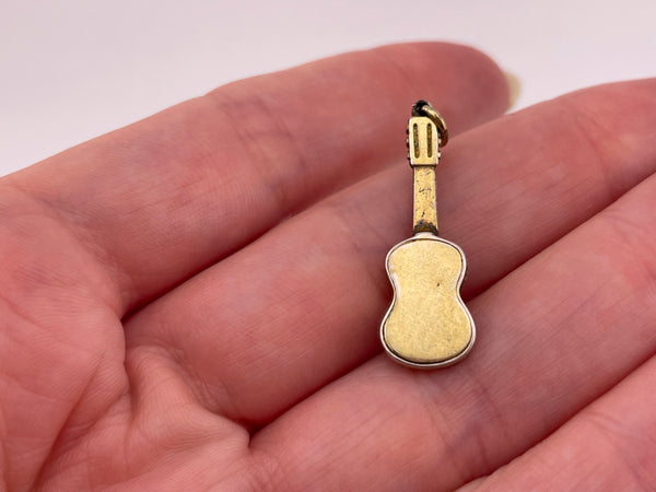 sterling silver gold wash puffy guitar pendant