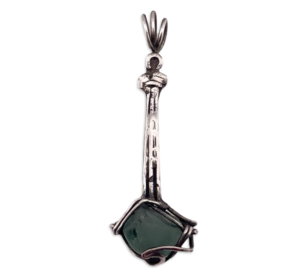 sterling silver wire wrapped glass pendant