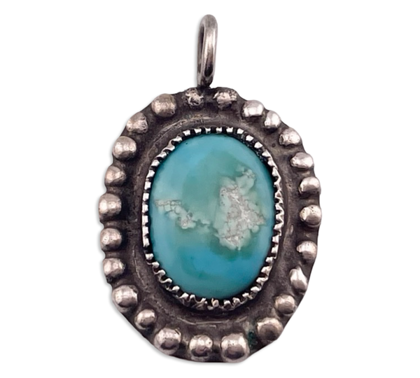 sterling silver rustic turquoise pendant