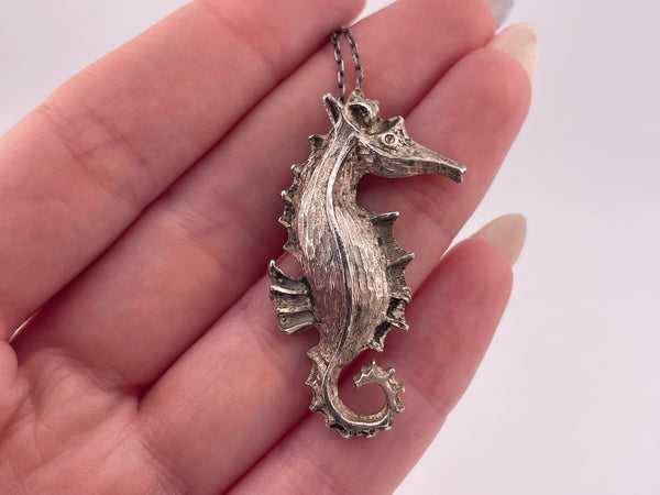 sterling silver seahorse pendant necklace