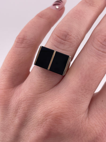 size 6.5 sterling silver gold wash onyx ring