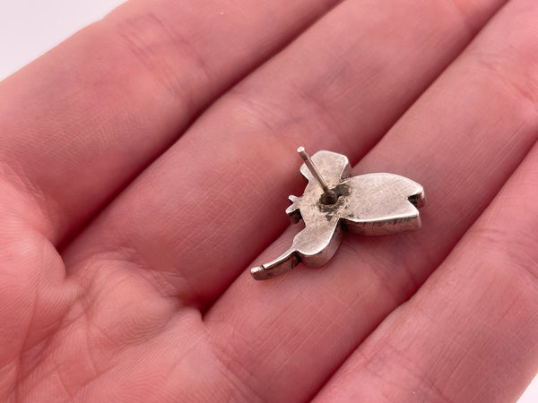 sterling silver SINGLE multi-stone inlay hummingbird post earring