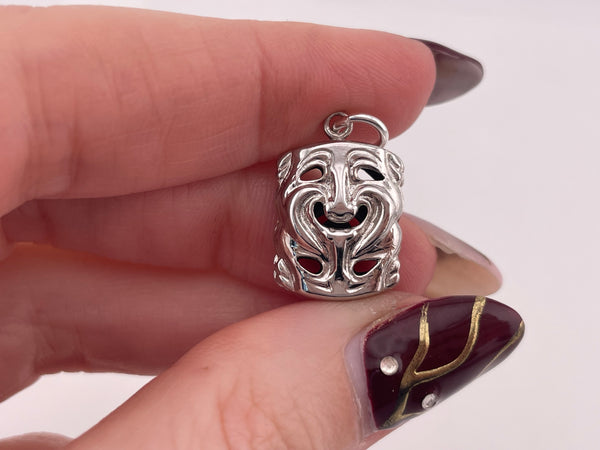 sterling silver rhodium plated comedy drama pendant