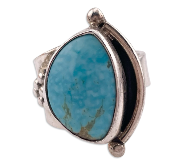 size 7 sterling silver turquoise adjustable band ring