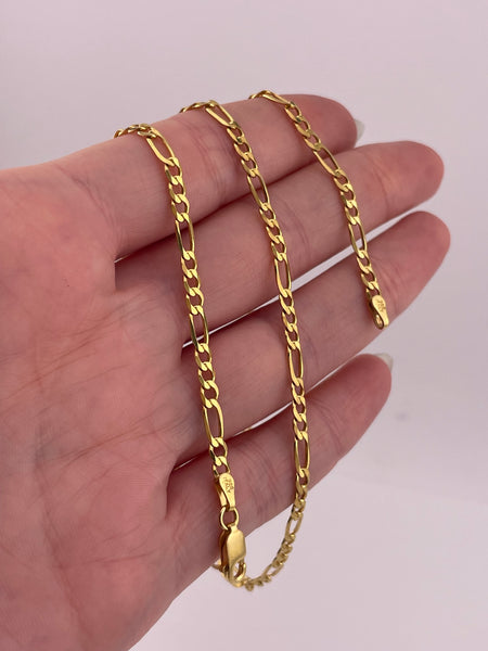 sterling silver 20" gold plated figaro chain link necklace