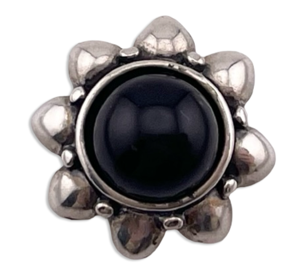 sterling silver small black agate sun pendant