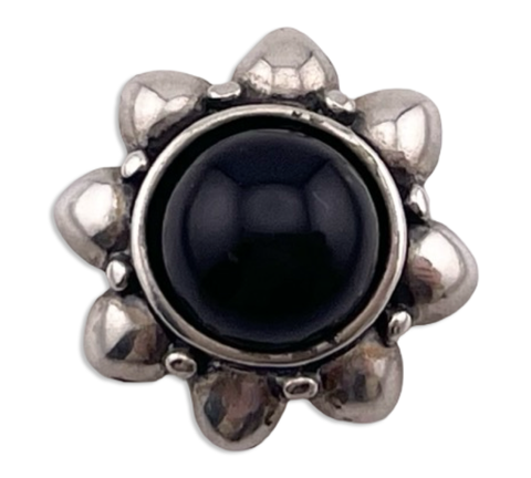 sterling silver small black agate sun pendant