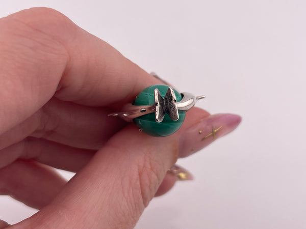 sterling silver dolphins malachite orb pendant