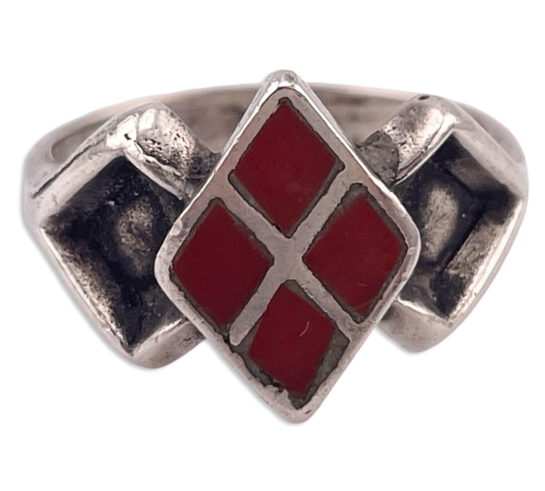 size 8 sterling silver coral inlay ring