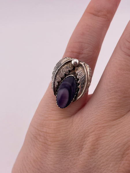size 4.75 sterling silver wampum leaf ring