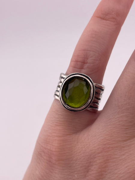 size 5.5 sterling silver Silpada faceted green glass ring ***AS IS***