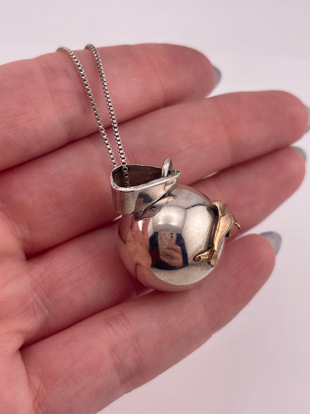 sterling silver 24" brass dolphin harmony ball necklace