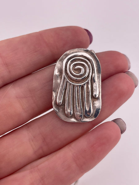 sterling silver 25" spiral hand pendant snake chain necklace