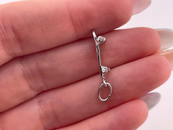 sterling silver rhodium plated skateboard charm pendant
