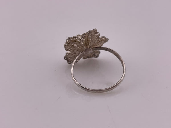 size 7.25 sterling silver filigree flower ring