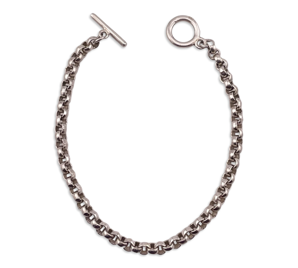 sterling silver 7" rolo chain link toggle bracelet