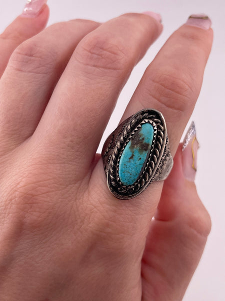 size 10.25 sterling silver turquoise ring