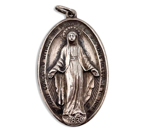 sterling silver religious Mary pendant