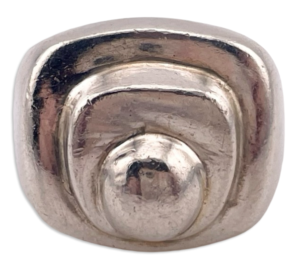 size 6.75 sterling silver chunky stoneless stacked profile ring