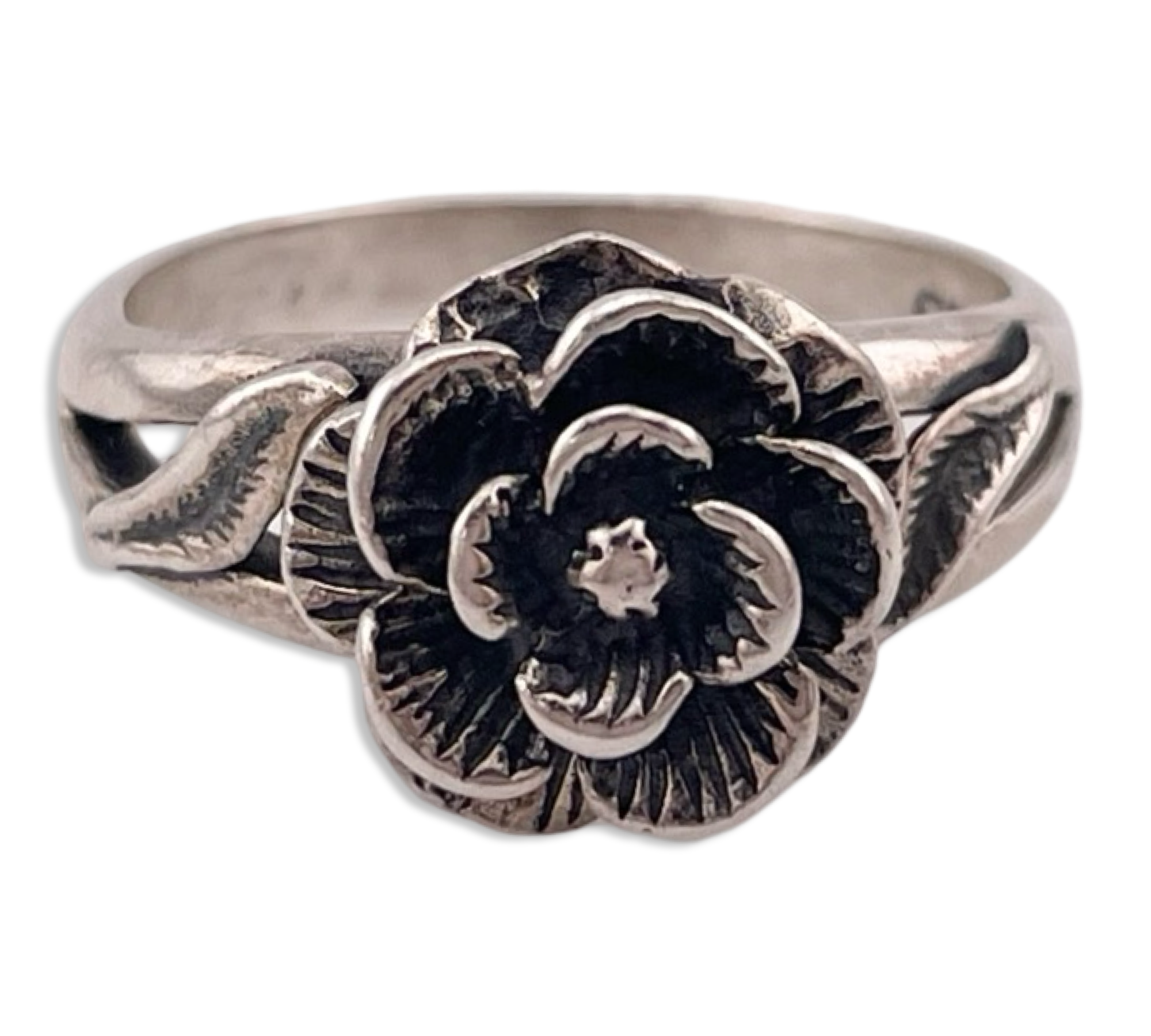 sterling silver rose flower ring - choose size