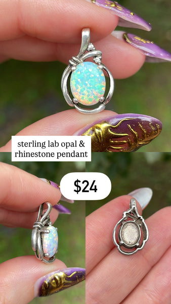 RESERVED PRIVATE LISTING -- sterling silver lab opal pendant A6