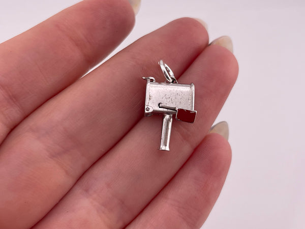 sterling silver rhodium plated mailbox pendant
