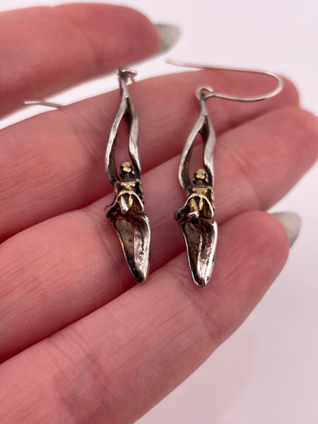 sterling silver gold wash woman hook dangle earrings ***AS IS***