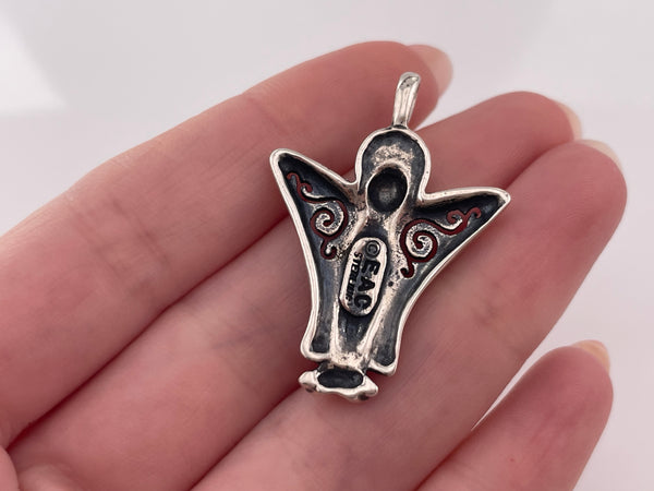 sterling silver cut-out design wings angel pendant