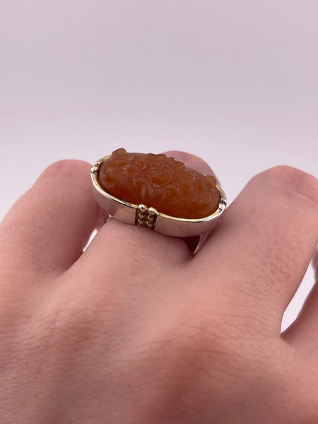 size 6.25 sterling silver carved carnelian ring