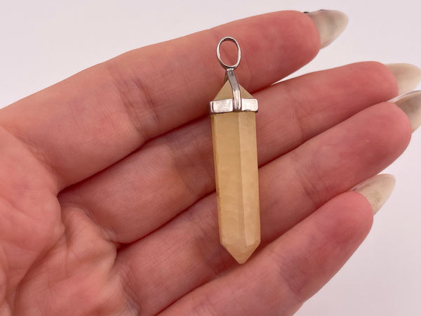 sterling silver calcite crystal point pendant ***AS IS***
