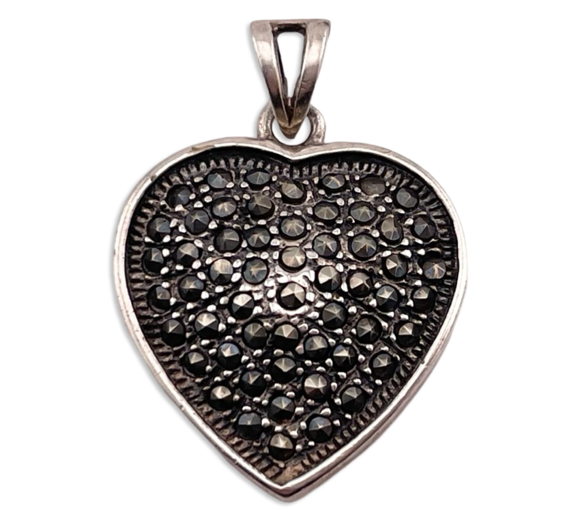 sterling silver marcasite heart pendant