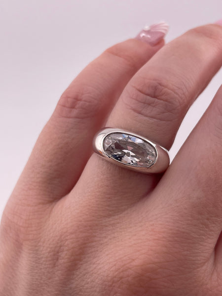 size 7.25 sterling silver faceted rhinestone ring
