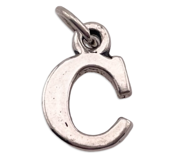 sterling silver 'C' letter initial pendant