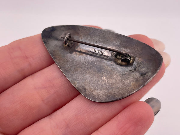 sterling silver blue enamel Norway pin brooch