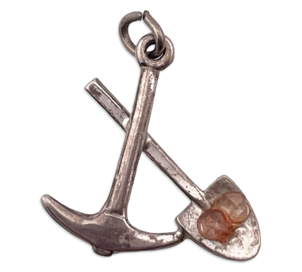 sterling silver pick axe shovel pendant