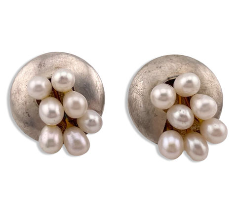 sterling silver multi-pearl post earrings