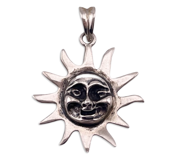 sterling silver sun face pendant