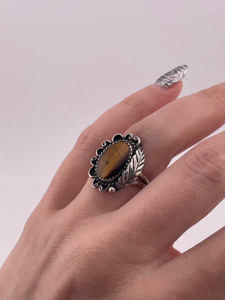 size 6.5 sterling silver tiger's eye ring