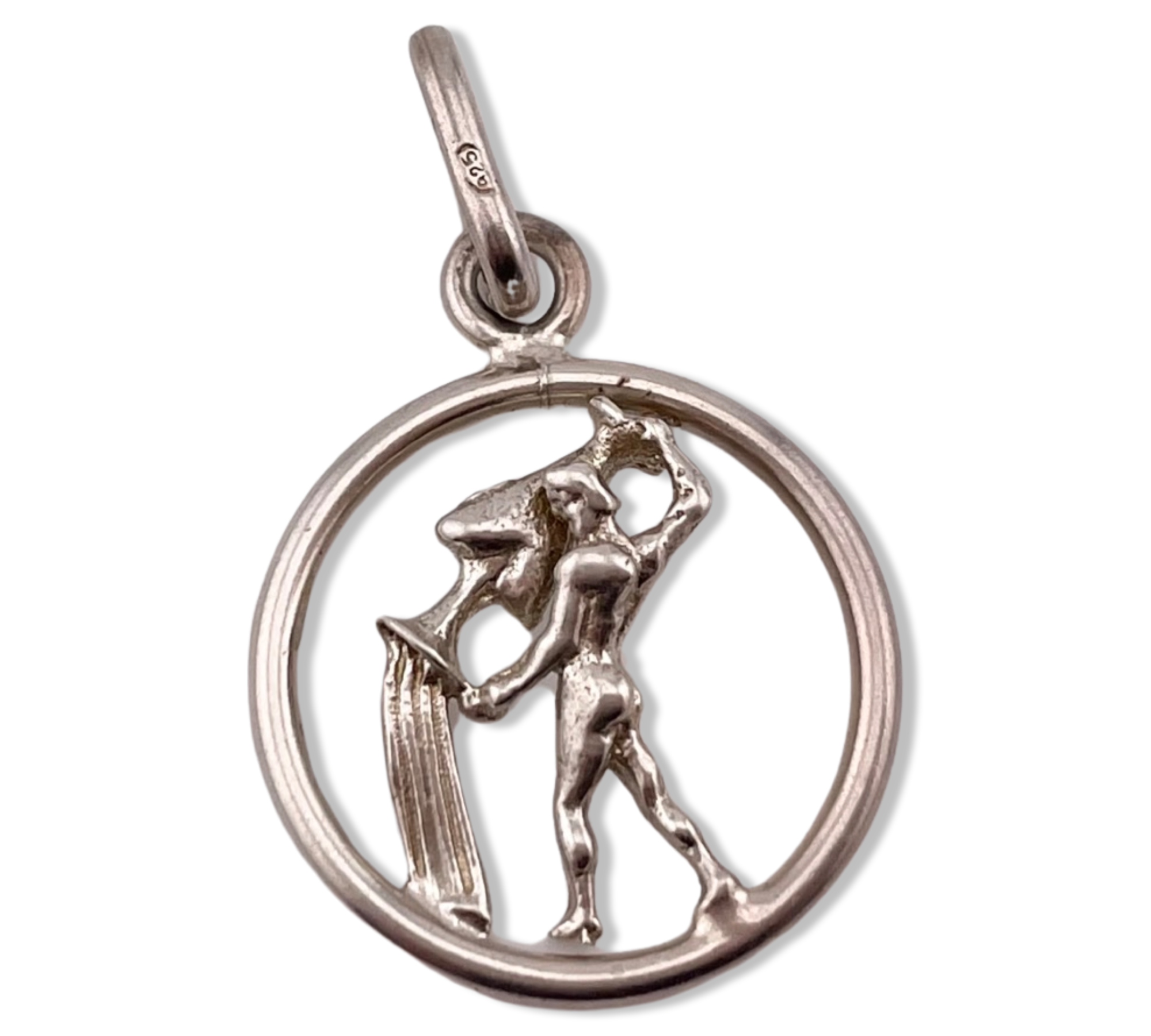 sterling silver Aquarius the Water Bearer zodiac sign cut-out design pendant