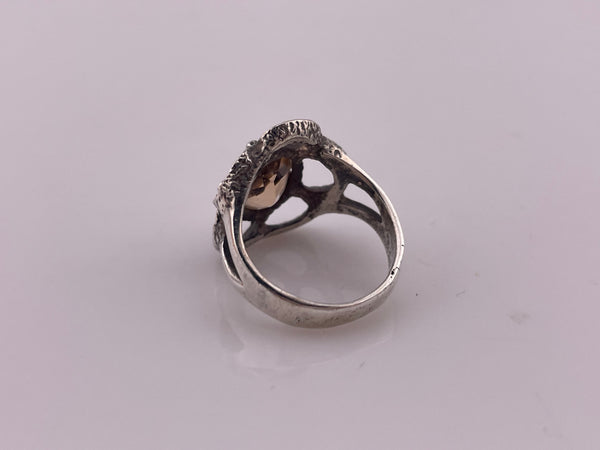size 5 sterling silver faceted glass textured ring