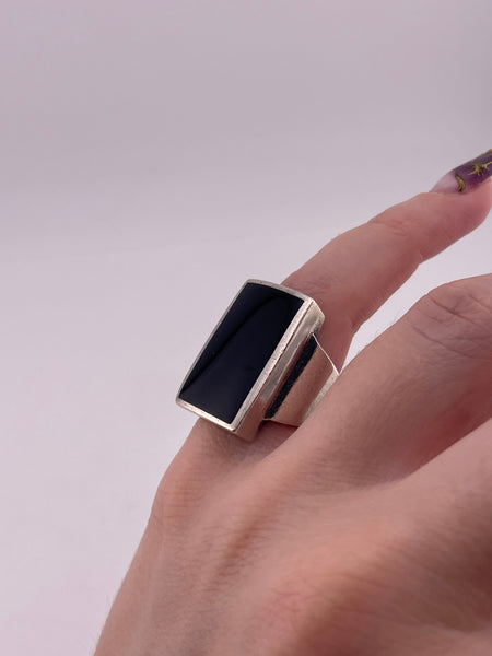 size 5.75 sterling silver rectangle onyx ring