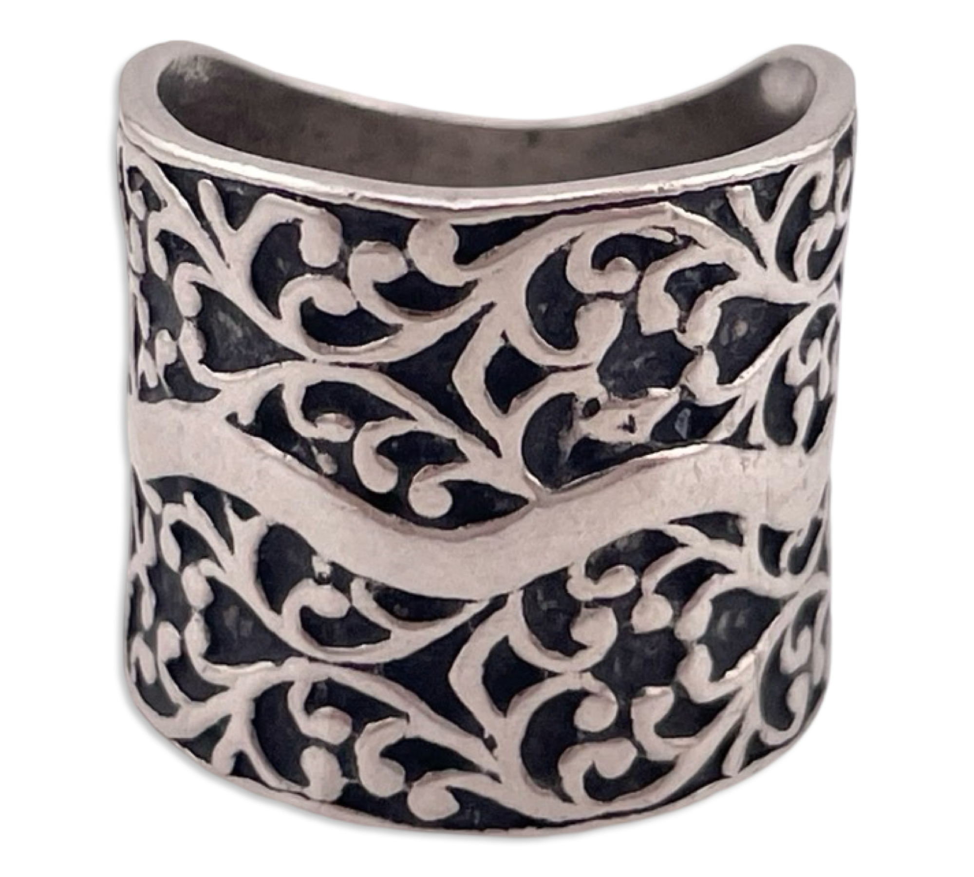 size 6.75 sterling silver Silpada wide band flower sheath ring