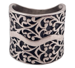 size 6.75 sterling silver Silpada wide band flower sheath ring