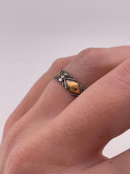 size 7 sterling silver gold wash dot design ring