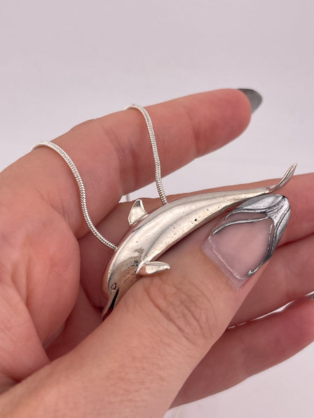 sterling silver 16-1/4" dolphin necklace