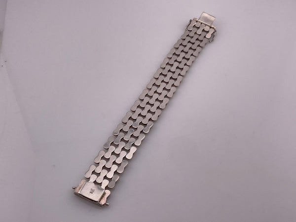 rhodium plated sterling silver Milor Italian chunky panel link bracelet
