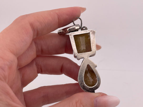 sterling silver rutilated quartz pendant