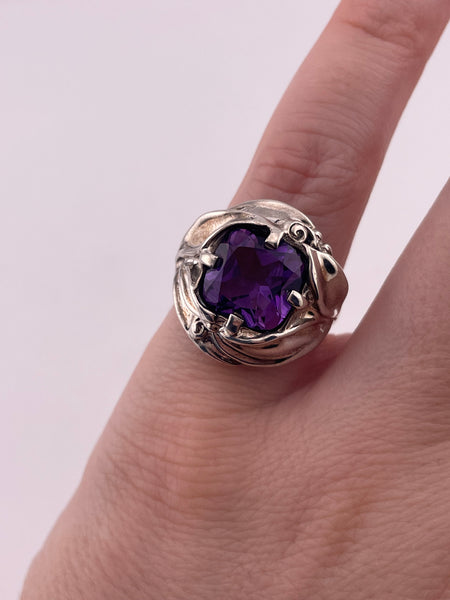 size 5.25 sterling silver faceted amethsyt ring