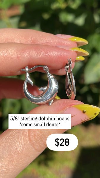 RESERVED PRIVATE LISTING -- sterling silver dolphin hoop earrings A9