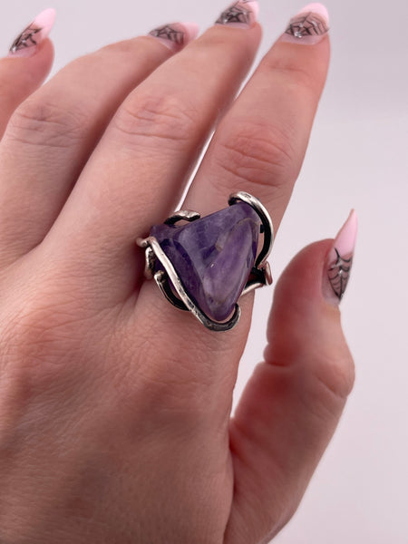 size 7.25 sterling silver amethyst organic band ring
